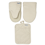 3-Piece Magnetic Cotton Oven Mitt & Pot Holder Set – Vanilla Cream