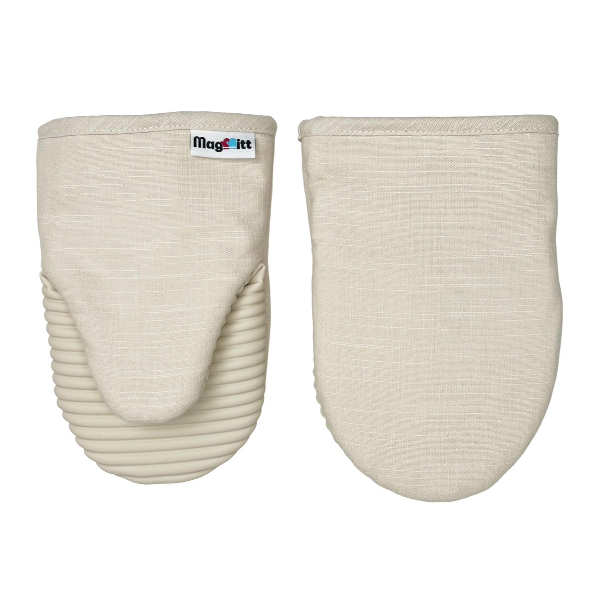 3-Piece Magnetic Cotton Oven Mitt & Pot Holder Set – Vanilla Cream