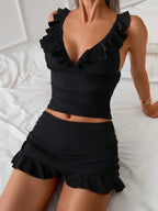 Women’s Ruffled 3-Piece Bikini & Skirt Set