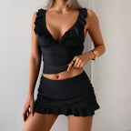 Women’s Ruffled 3-Piece Bikini & Skirt Set