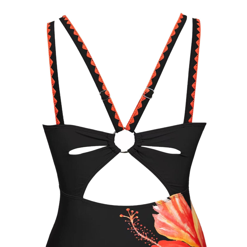 Women’s Floral Backless Push-Up One-Piece Swimsuit