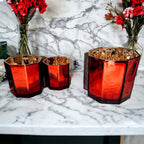 Red & Gold Mercury Candle Holder Vase