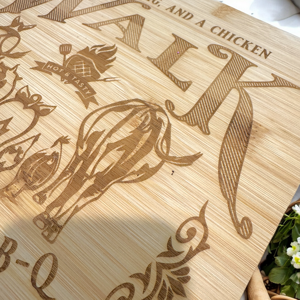 A Cow, A Pig & A Chicken Cutting Board