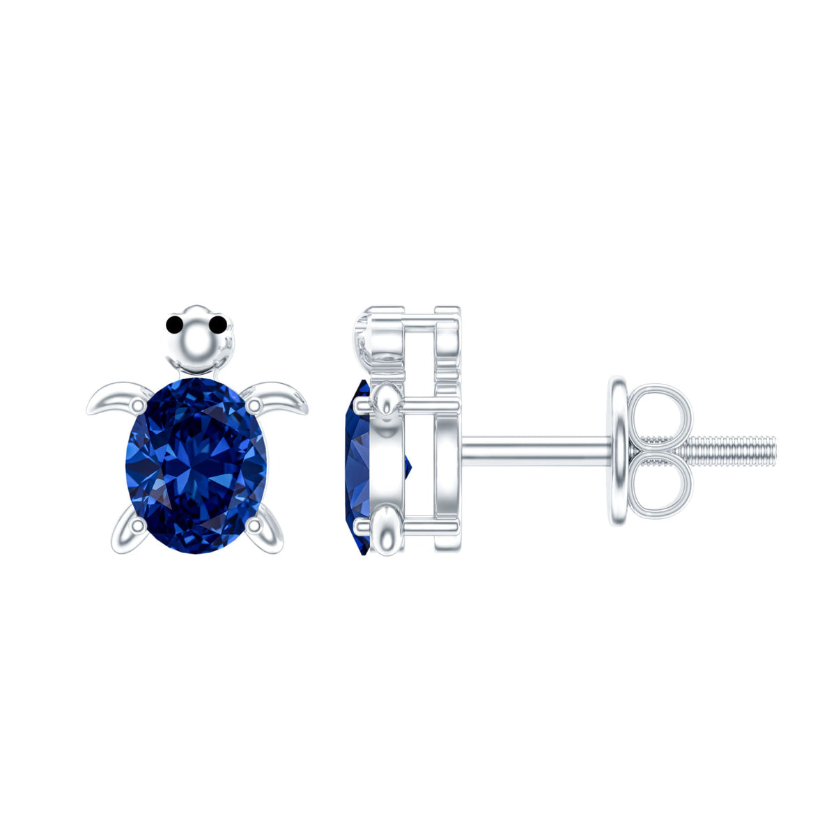 1.2 Carat Lab Created Blue Sapphire Turtle Stud Earrings