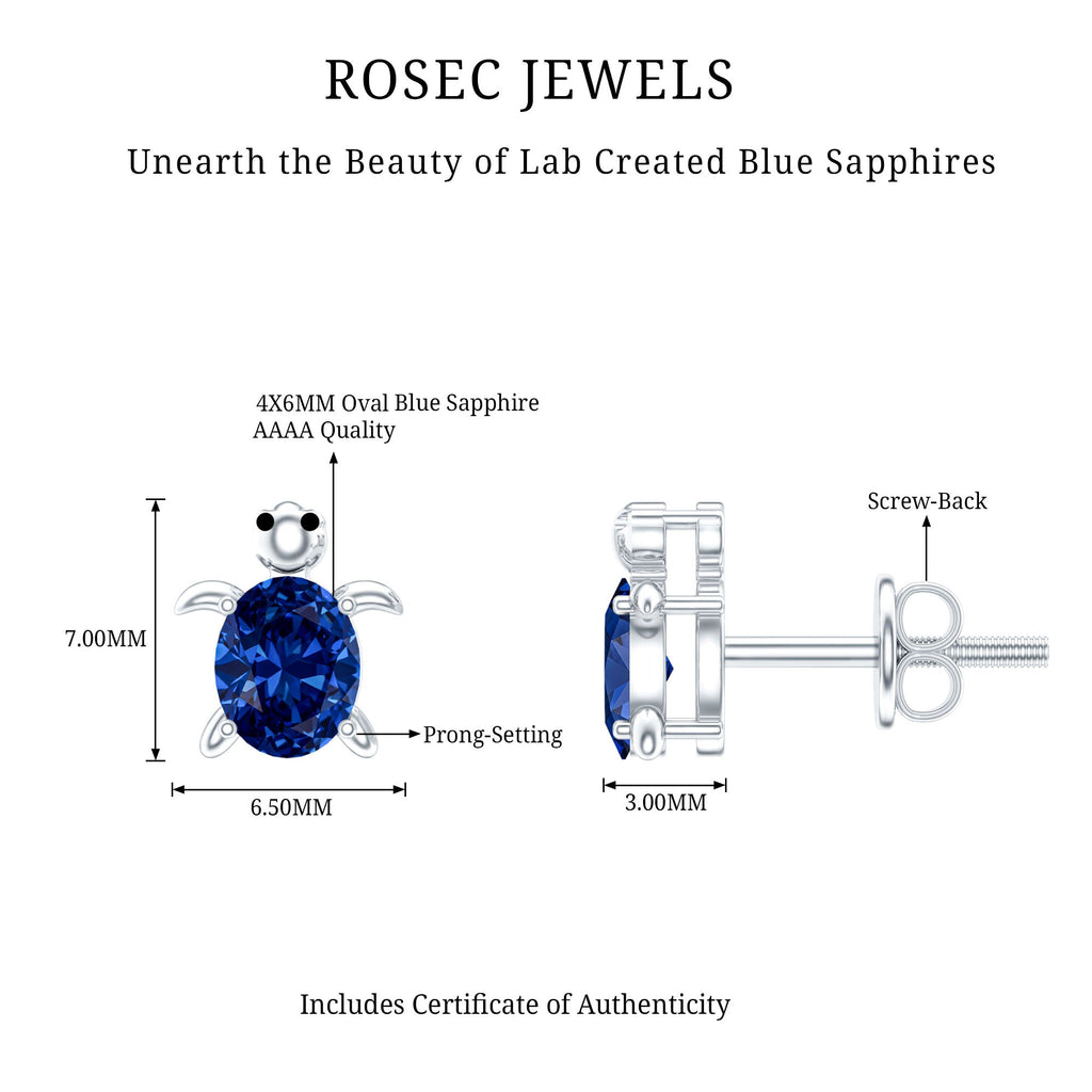 1.2 Carat Lab Created Blue Sapphire Turtle Stud Earrings