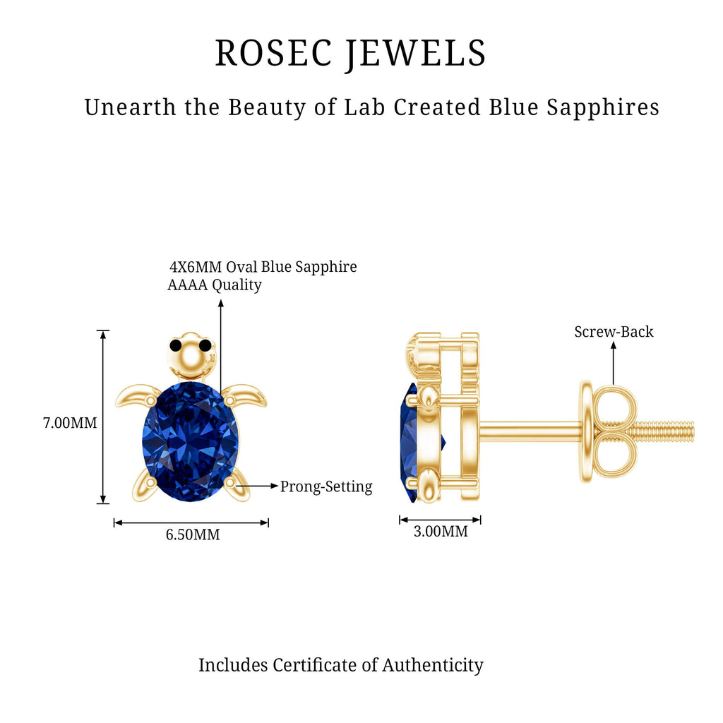 1.2 Carat Lab Created Blue Sapphire Turtle Stud Earrings