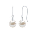 Real Freshwater Pearl Drop Earrings with Diamond