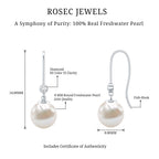 Real Freshwater Pearl Drop Earrings with Diamond