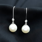 Real Freshwater Pearl Drop Earrings with Diamond