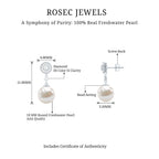 Real Pearl and Diamond Dangle Drop Earrings