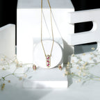 Genuine Ruby and Diamond Dangle jewelry Set