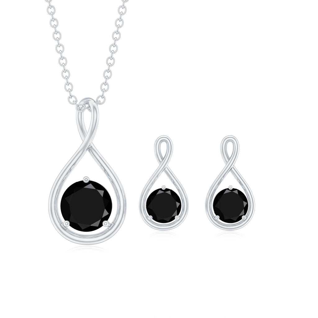 Natural Black Onyx Infinity Jewelry Set for Women