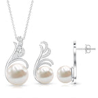 Freshwater Pearl and Diamond Designer Jewelry Set