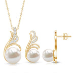 Freshwater Pearl and Diamond Designer Jewelry Set