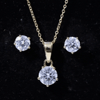Certified Round Shape Moissanite Solitaire Jewelry Set