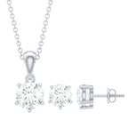 Certified Round Shape Moissanite Solitaire Jewelry Set
