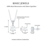 Certified Round Shape Moissanite Solitaire Jewelry Set