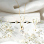 Certified Round Shape Moissanite Solitaire Jewelry Set