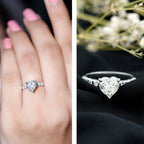 Heart Shape Moissanite Solitaire Engagement Ring With Side Stones