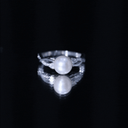 Genuine 7.4 Carat Freshwater Pearl Engagement Ring with Diamond Crossover Shank