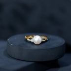 Genuine 7.4 Carat Freshwater Pearl Engagement Ring with Diamond Crossover Shank