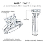 IGI Certified 4 Carat Princess Cut Lab Grown Diamond Solitaire Wedding Ring Set