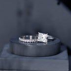 IGI Certified 4 Carat Princess Cut Lab Grown Diamond Solitaire Wedding Ring Set