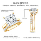 IGI Certified 4 Carat Princess Cut Lab Grown Diamond Solitaire Wedding Ring Set