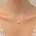 Single Pearl Drop Necklace with Swarovski Clasp