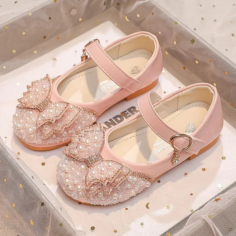 Girls’ Glitter Rhinestone Ballet Flats – Party & Wedding Shoes