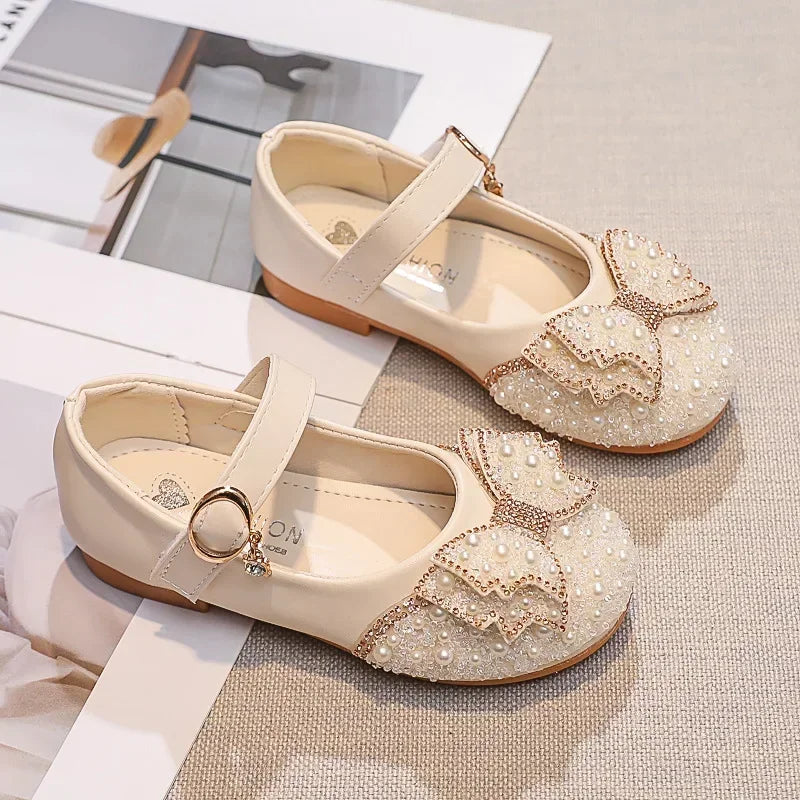 Girls’ Glitter Rhinestone Ballet Flats – Party & Wedding Shoes