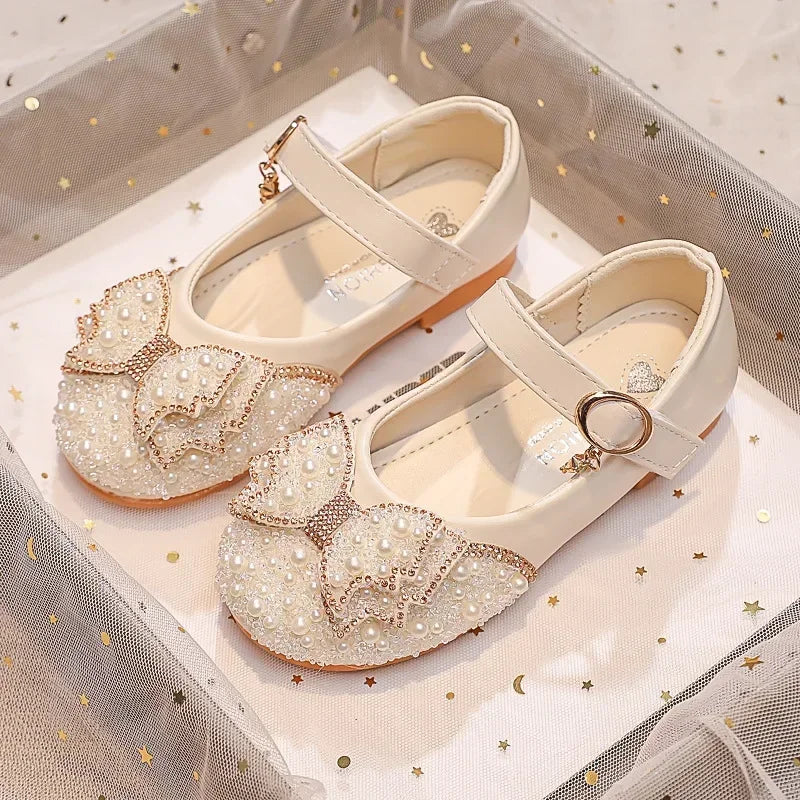 Girls’ Glitter Rhinestone Ballet Flats – Party & Wedding Shoes