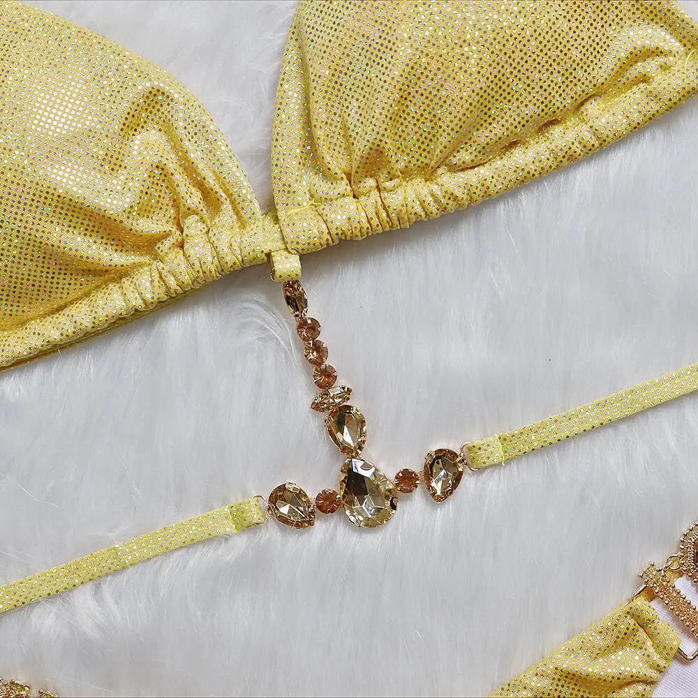 Shimmer Crystal Halter Bikini Set