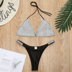 Shimmer Rhinestone Halter Bikini Set