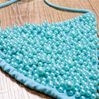 Pearl-Embellished Triangle Bikini Set