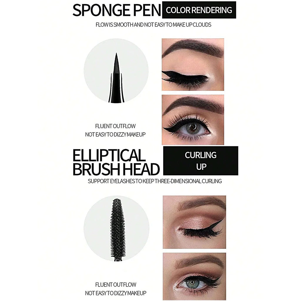 Waterproof Eye Makeup Set – Eyeliner, Mascara & Brow Pencil