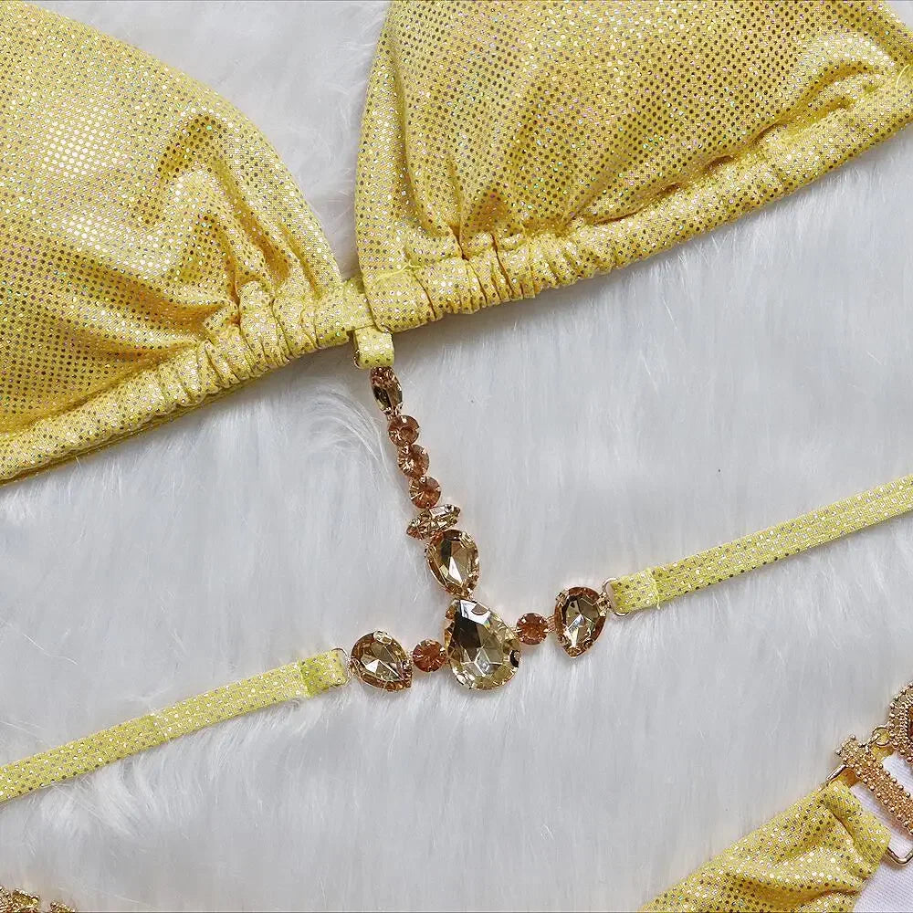 Shimmer Crystal Halter Bikini Set