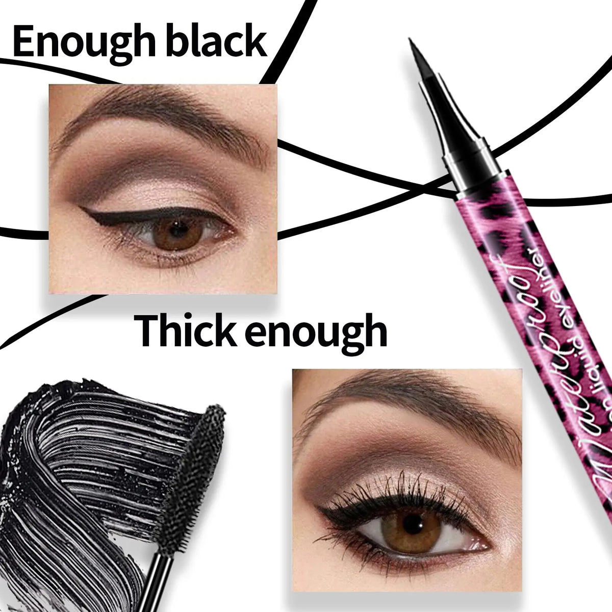 Waterproof Eye Makeup Set – Eyeliner, Mascara & Brow Pencil