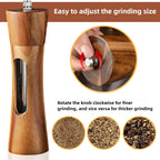 Manual Salt and Pepper Grinder Solid Wood Adjustable Coarseness Large Capacity Multi-purpose Spices Grinder Kitchen Cooking Tool