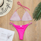 Shimmer Rhinestone Halter Bikini Set