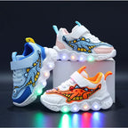Kids’ LED Dinosaur Sneakers – Breathable Light-Up Shoes