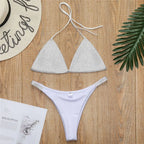Shimmer Rhinestone Halter Bikini Set