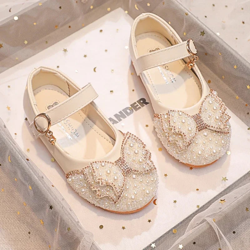 Girls’ Glitter Rhinestone Ballet Flats – Party & Wedding Shoes