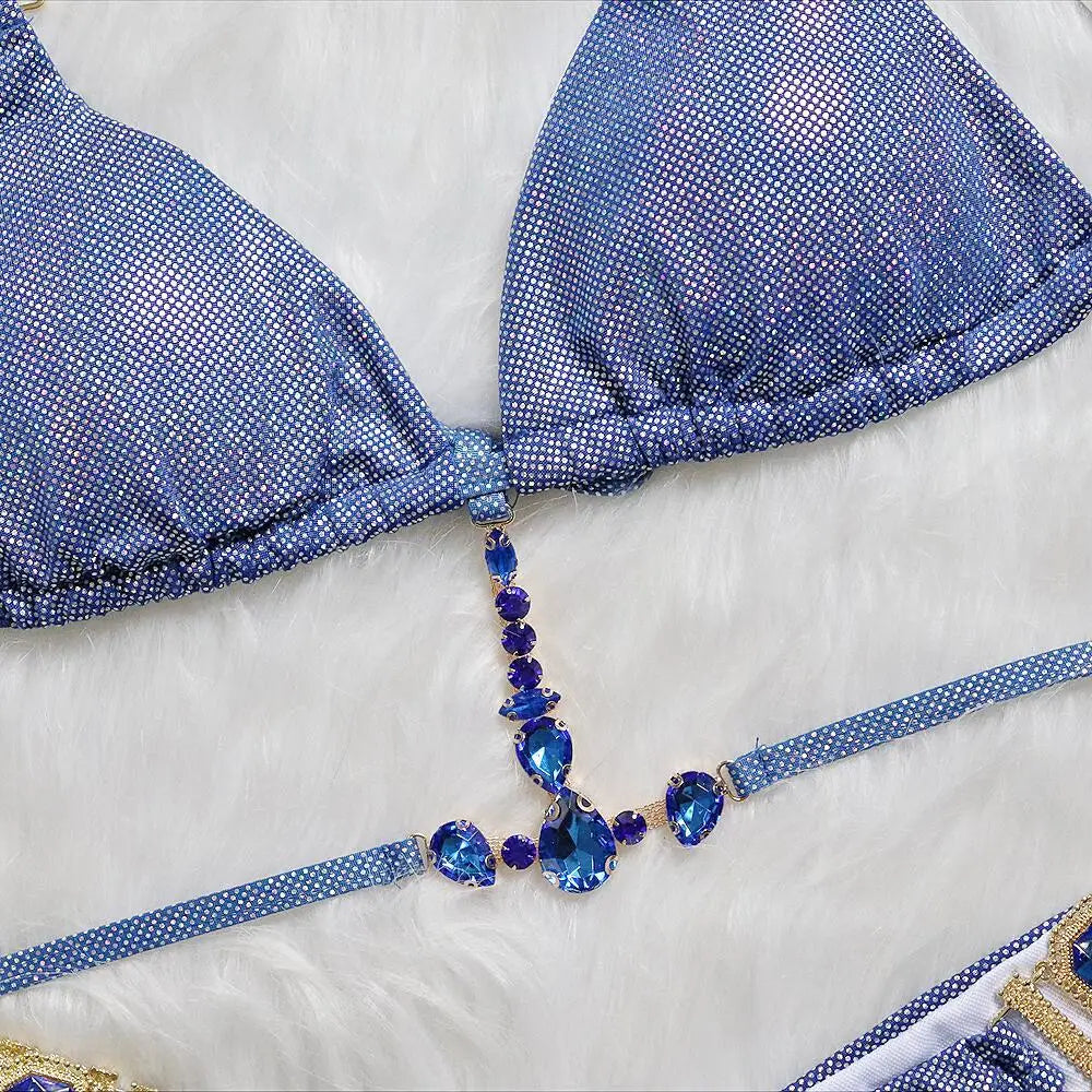 Shimmer Crystal Halter Bikini Set