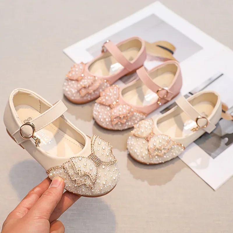Girls’ Glitter Rhinestone Ballet Flats – Party & Wedding Shoes
