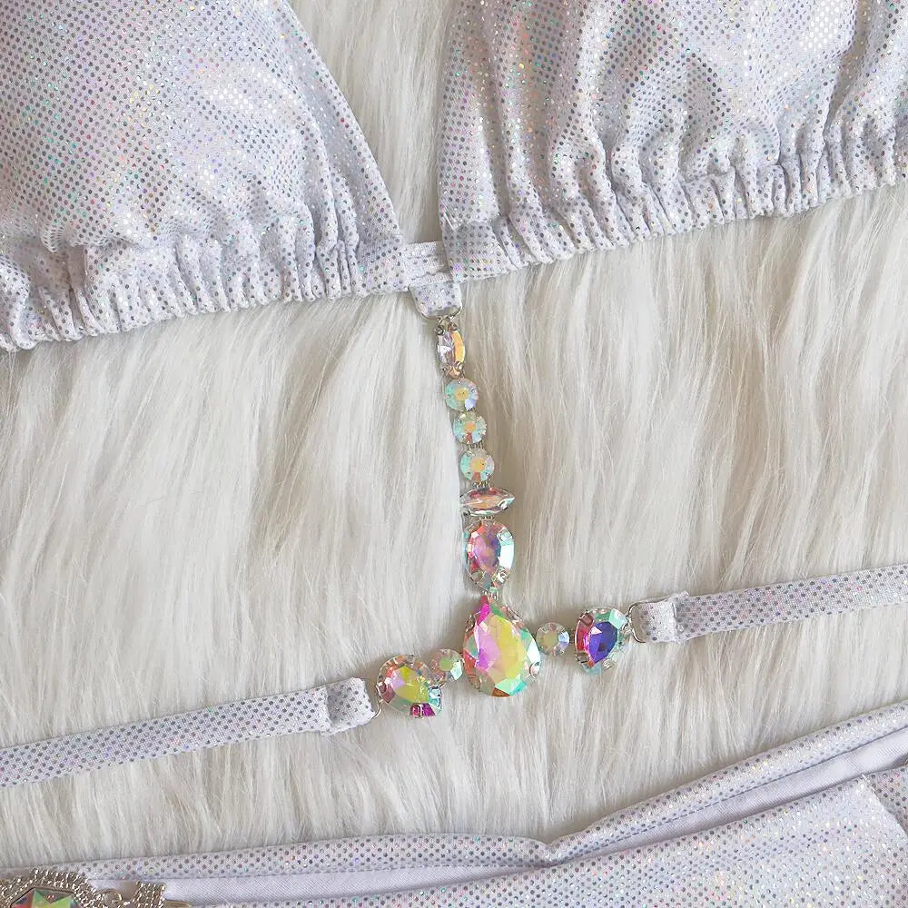 Shimmer Crystal Halter Bikini Set