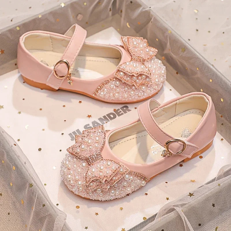 Girls’ Glitter Rhinestone Ballet Flats – Party & Wedding Shoes