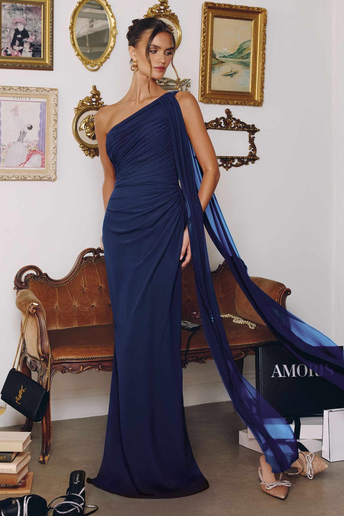 One-Shoulder Chiffon Formal Gown