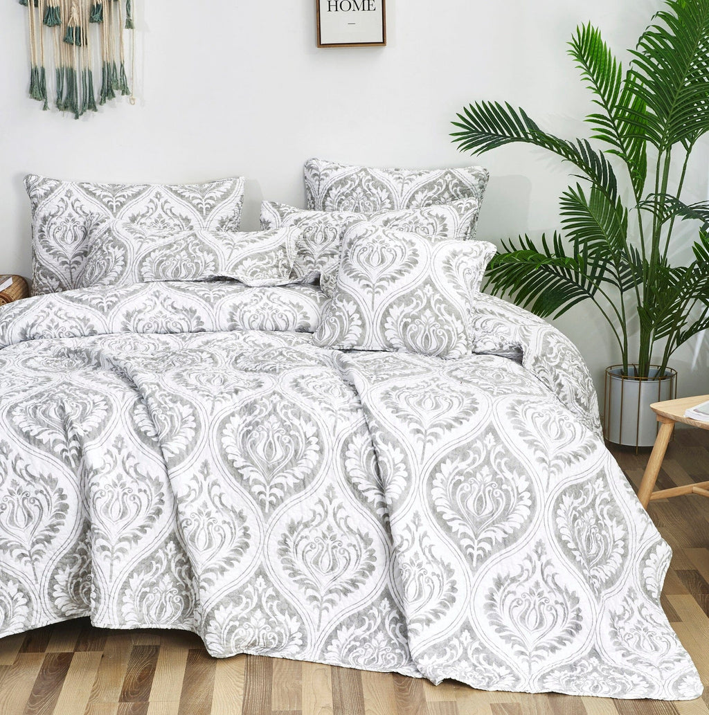 Grey Matelassé Pillow Cover