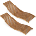 Teak Wood Patio Folding Chaise Lounge Chair with Slatted Seat